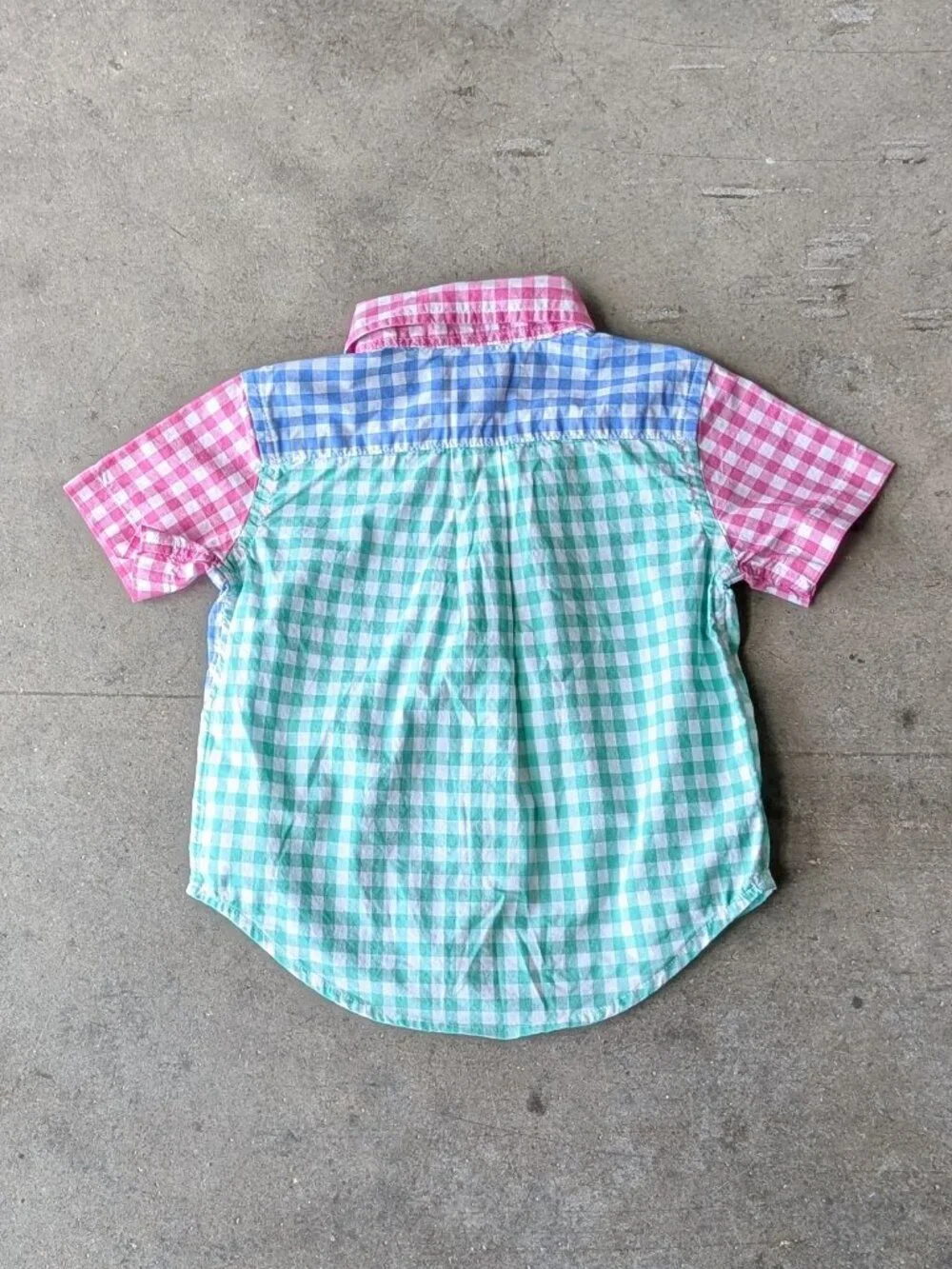 Ralph Lauren Poplin Blue Pink Green Gingham Plaid Button Down Shirt size 9M
